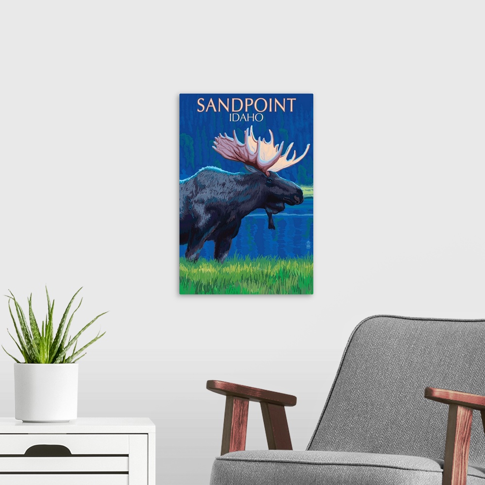 A modern room featuring Sandpoint, Idaho, Moose at Night
