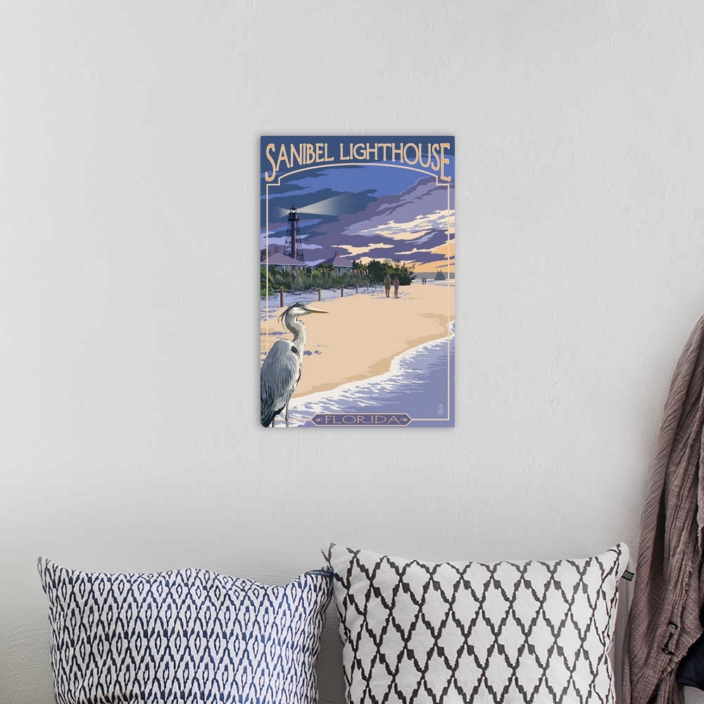 A bohemian room featuring Sanibel Lighthouse - Sanibel, Florida: Retro Travel Poster