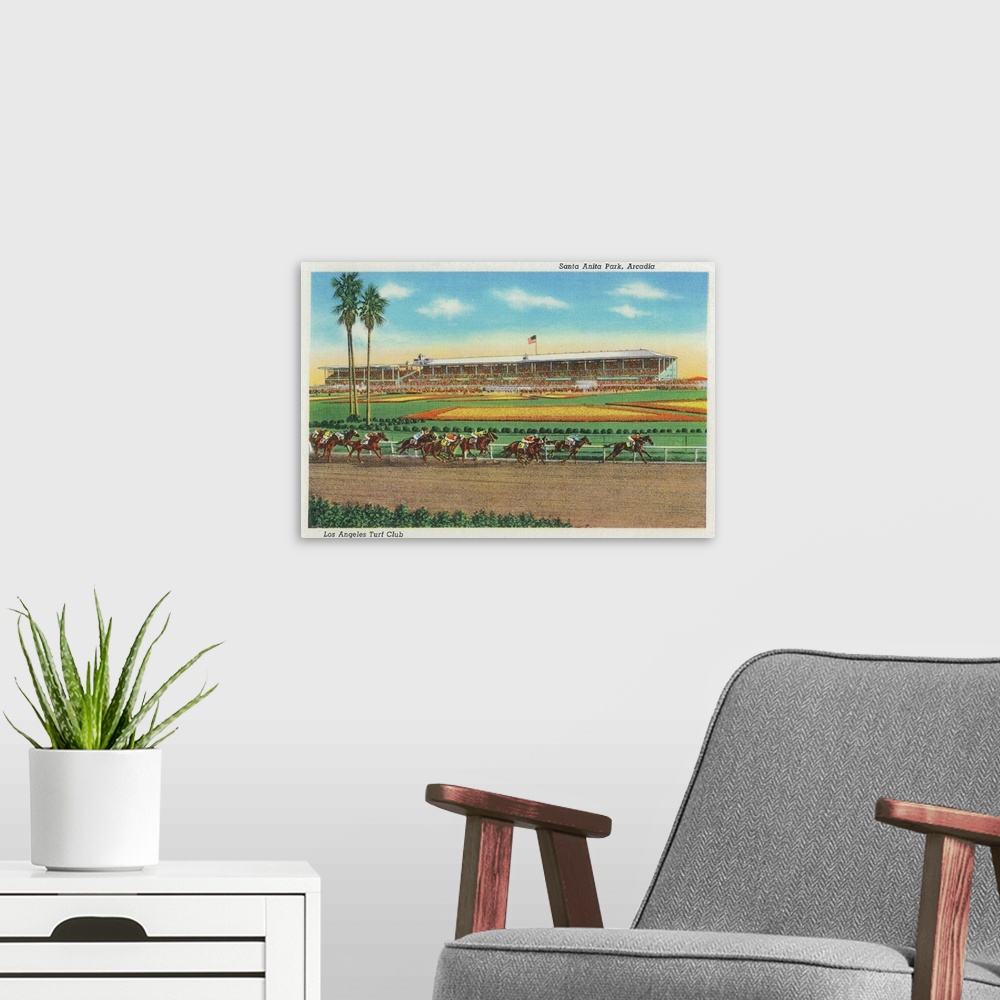 A modern room featuring Santa Anita Park Horse Races, Arcadia, CA
