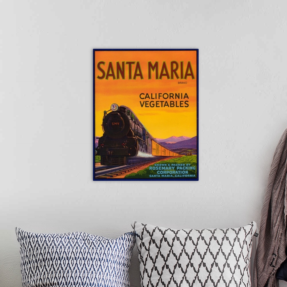 A bohemian room featuring Santa Maria Vegetable Label, Santa Maria, CA