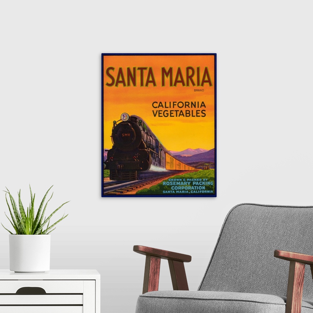 A modern room featuring Santa Maria Vegetable Label, Santa Maria, CA