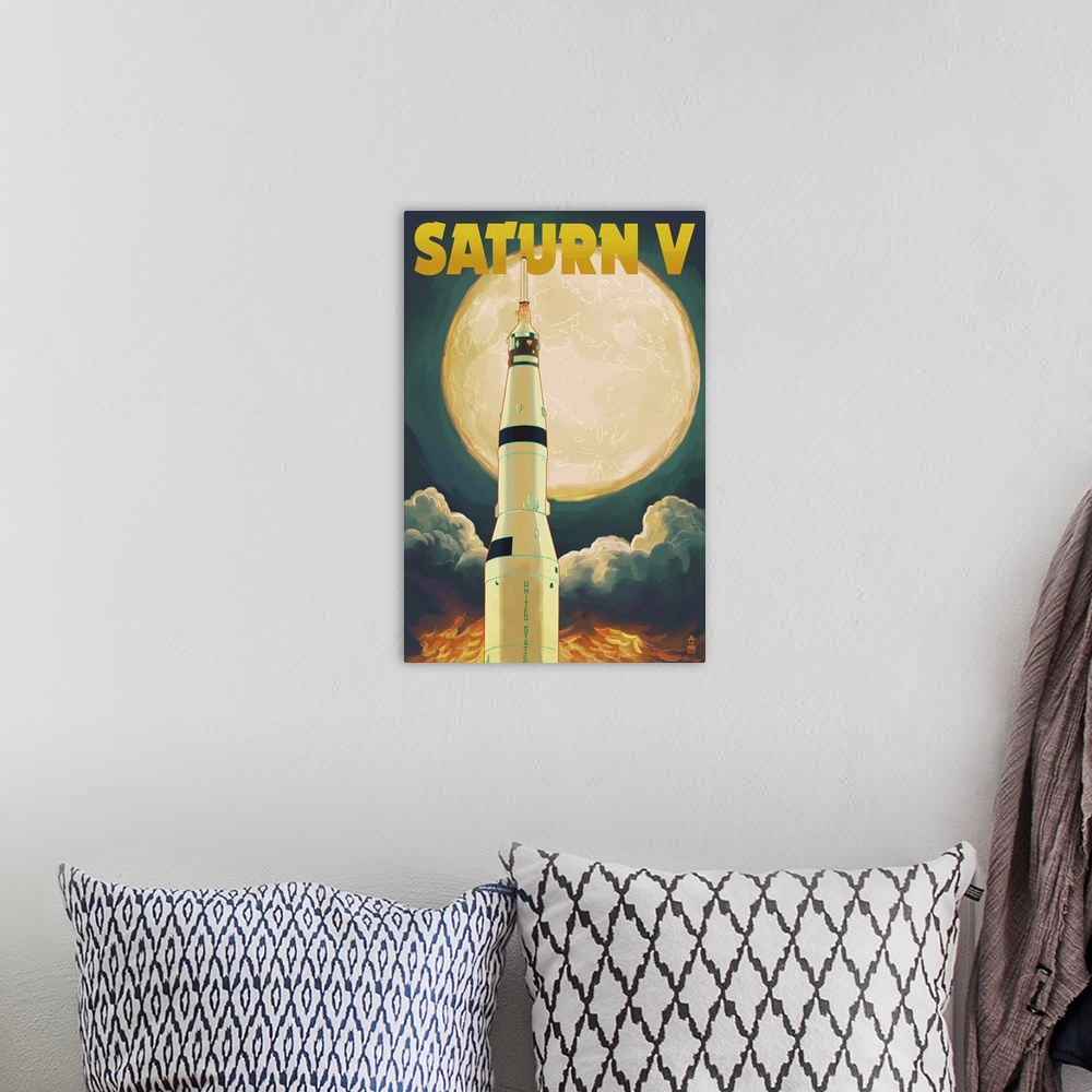A bohemian room featuring Saturn V & Full Moon