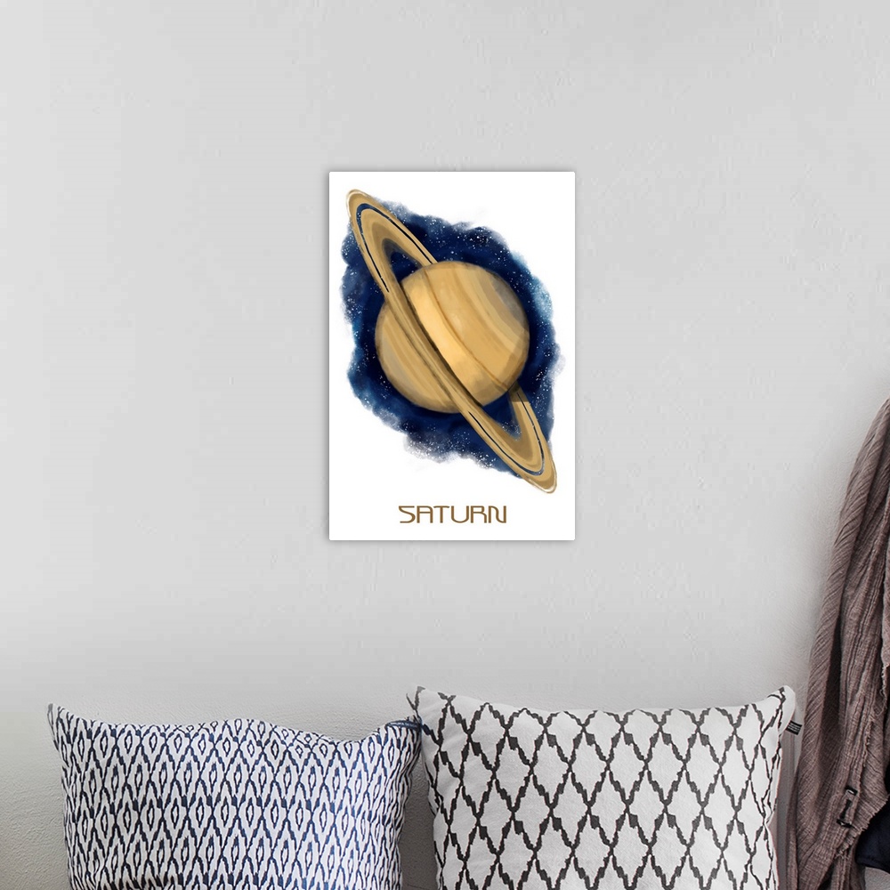 A bohemian room featuring Saturn - Watercolor