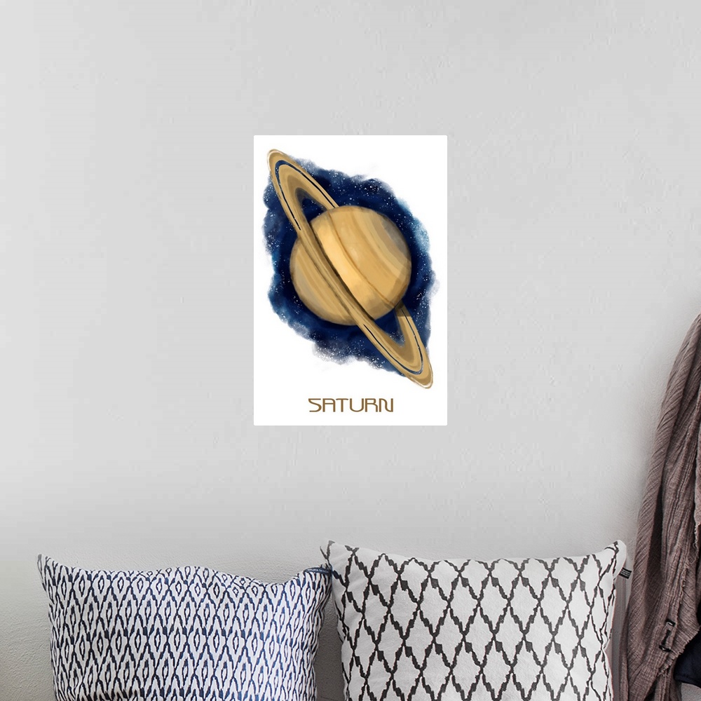 A bohemian room featuring Saturn - Watercolor