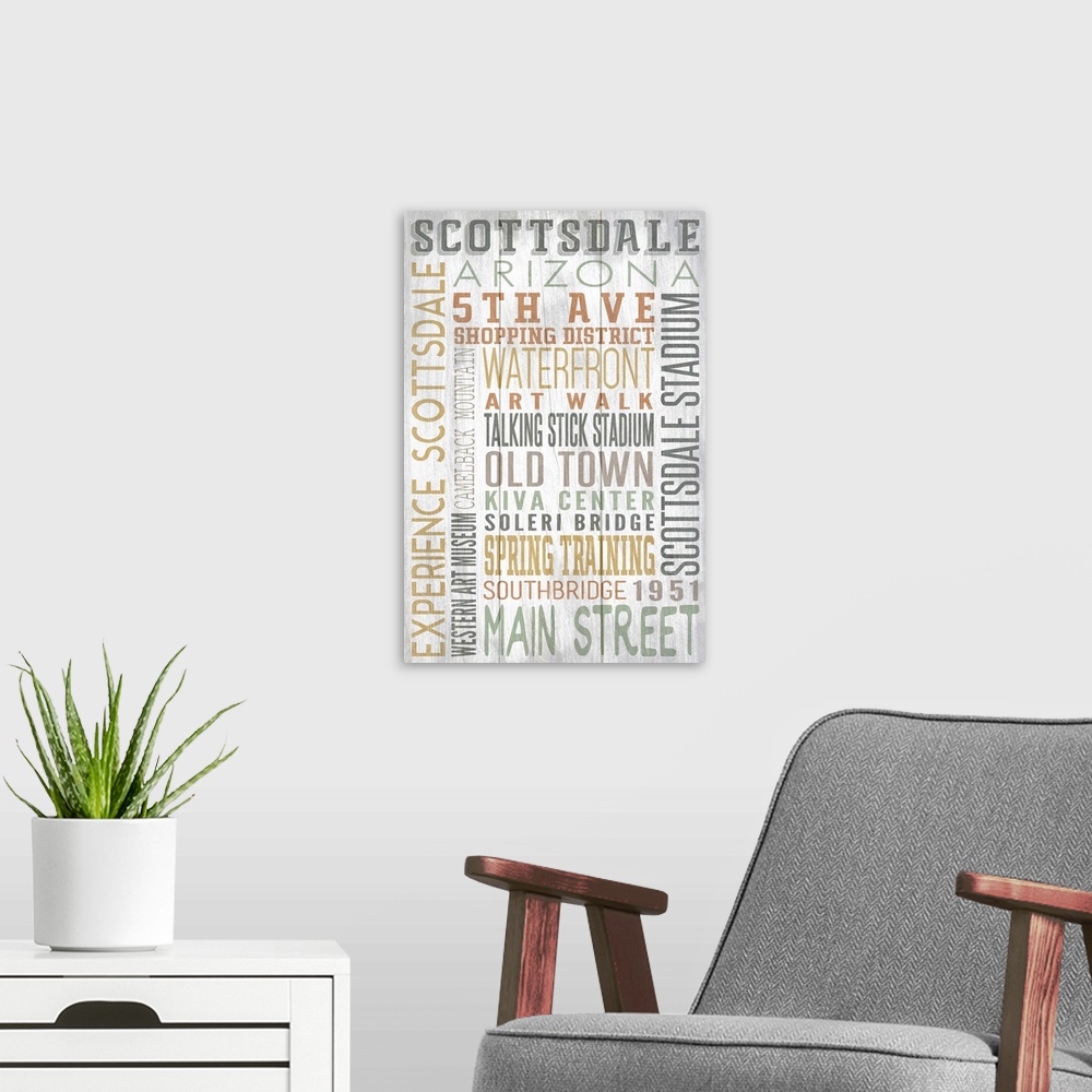 A modern room featuring Scottsdale, Arizona - Rustic Typography
