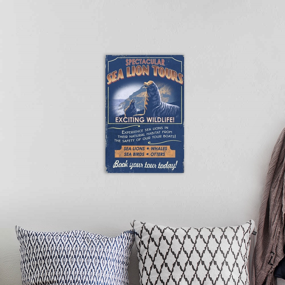 A bohemian room featuring Sea Lion, Vintage Sign