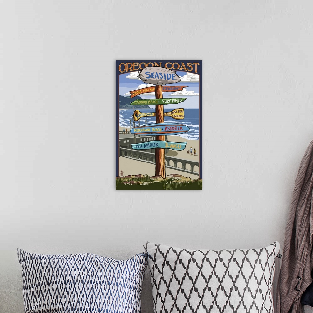 A bohemian room featuring Seaside, Oregon, Destination Sign
