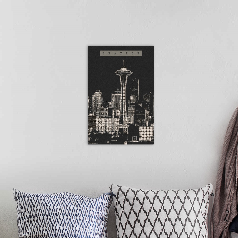 A bohemian room featuring Seattle Skyline - Dot Art