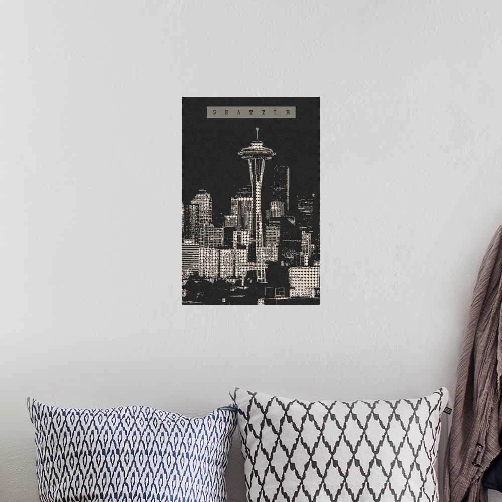 A bohemian room featuring Seattle Skyline - Dot Art