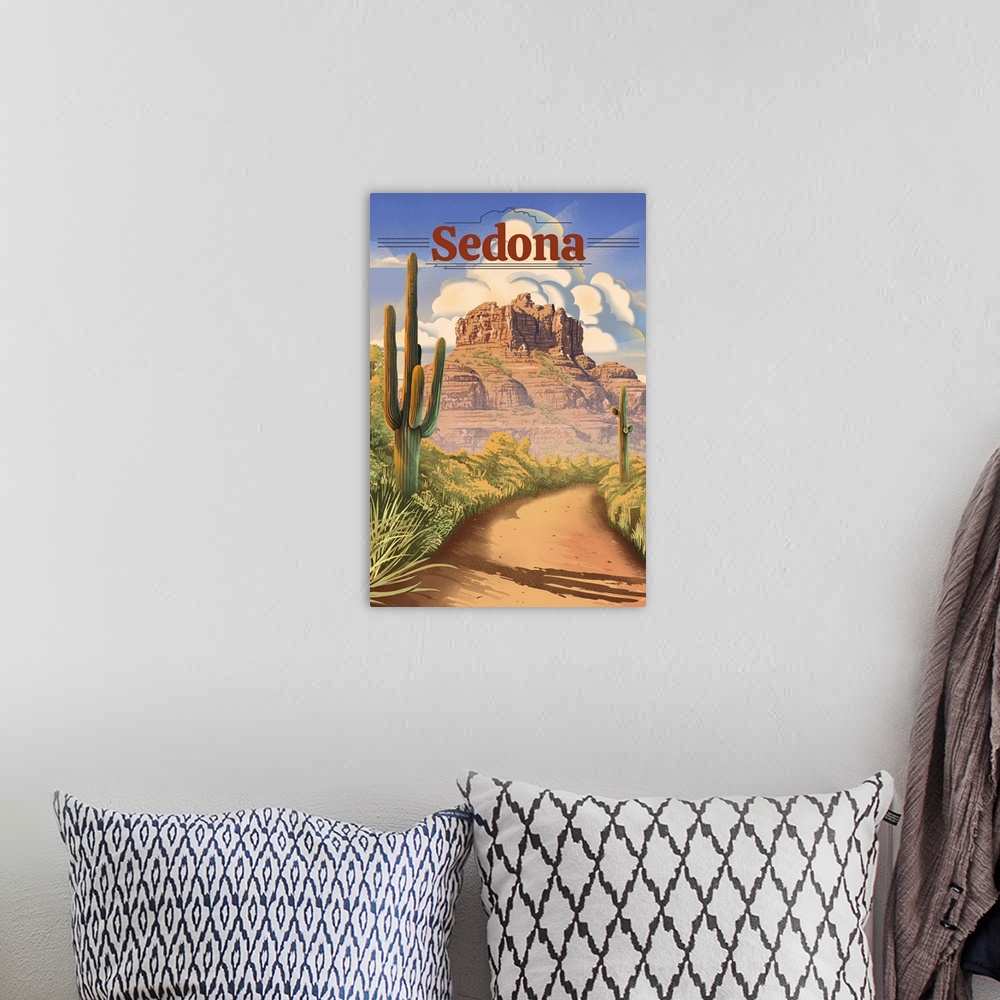 A bohemian room featuring Sedona, Arizona - Bell Rock Lithograph