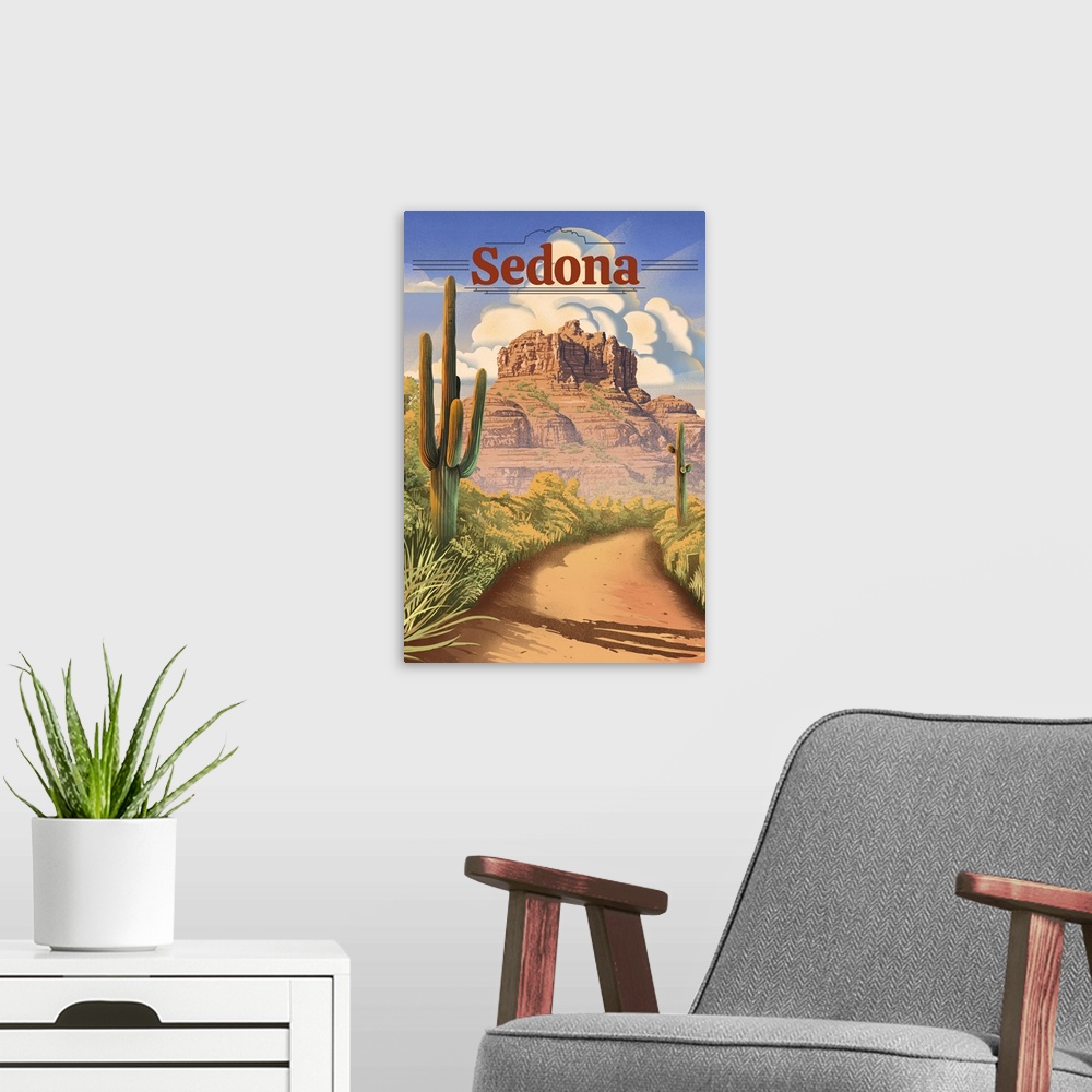 A modern room featuring Sedona, Arizona - Bell Rock Lithograph