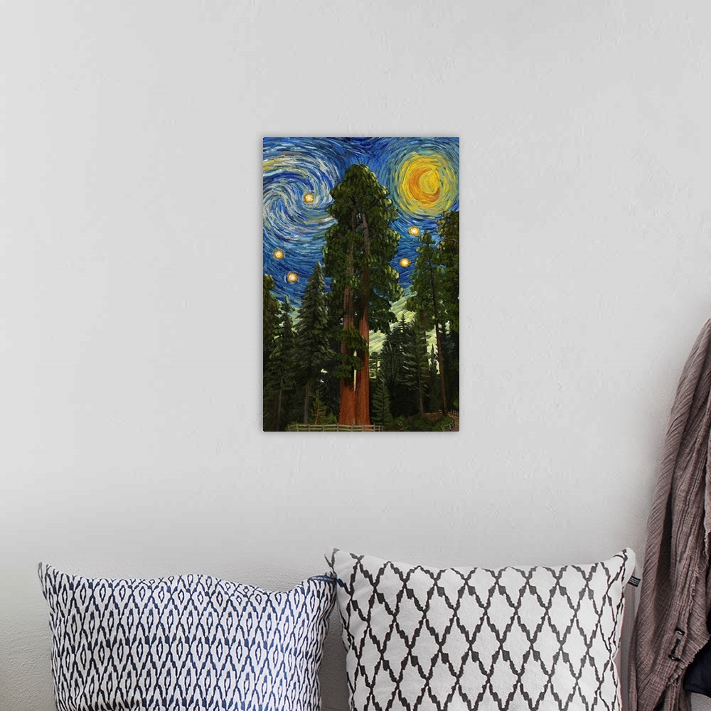 A bohemian room featuring Sequoia National Park, California - Starry Night National Park Series