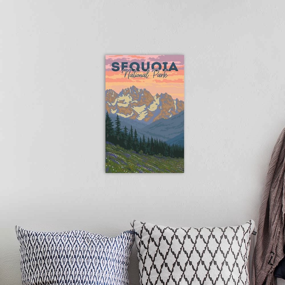 A bohemian room featuring Sequoia National Park, Mountain Wilderness: Retro Travel Poster