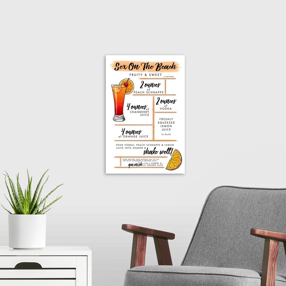 A modern room featuring Sex On The Beach - Cocktail Recipe
