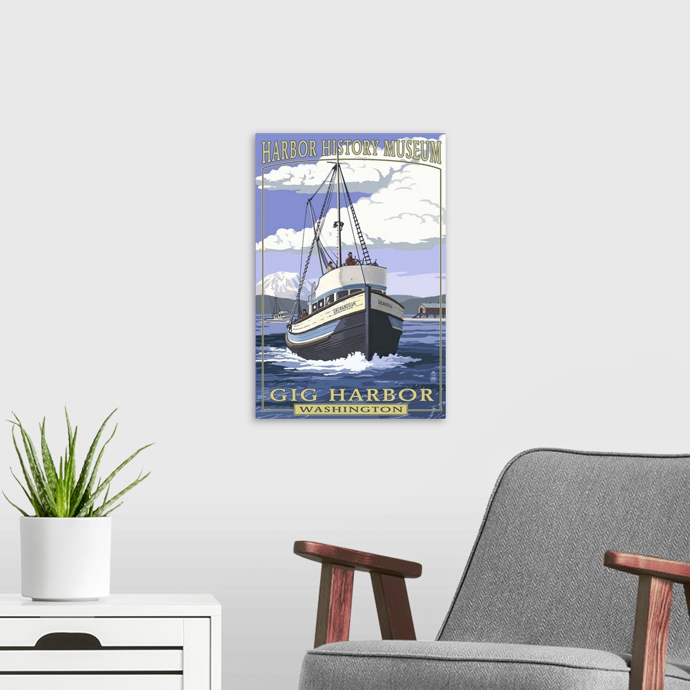 A modern room featuring Shenandoah - Harbor History Museum - Gig Harbor, Washington: Retro Travel Poster