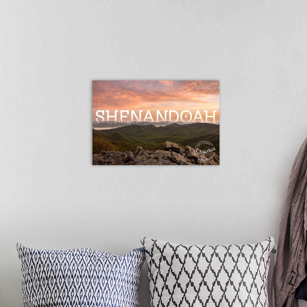 A bohemian room featuring Shenandoah National Park, Mountainscape: Travel Poster