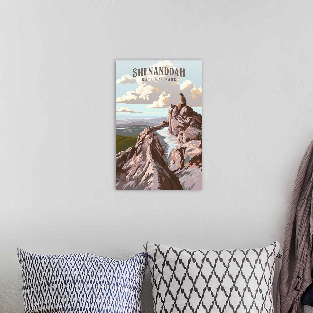 A bohemian room featuring Shenandoah National Park, Mountaintop: Retro Travel Poster