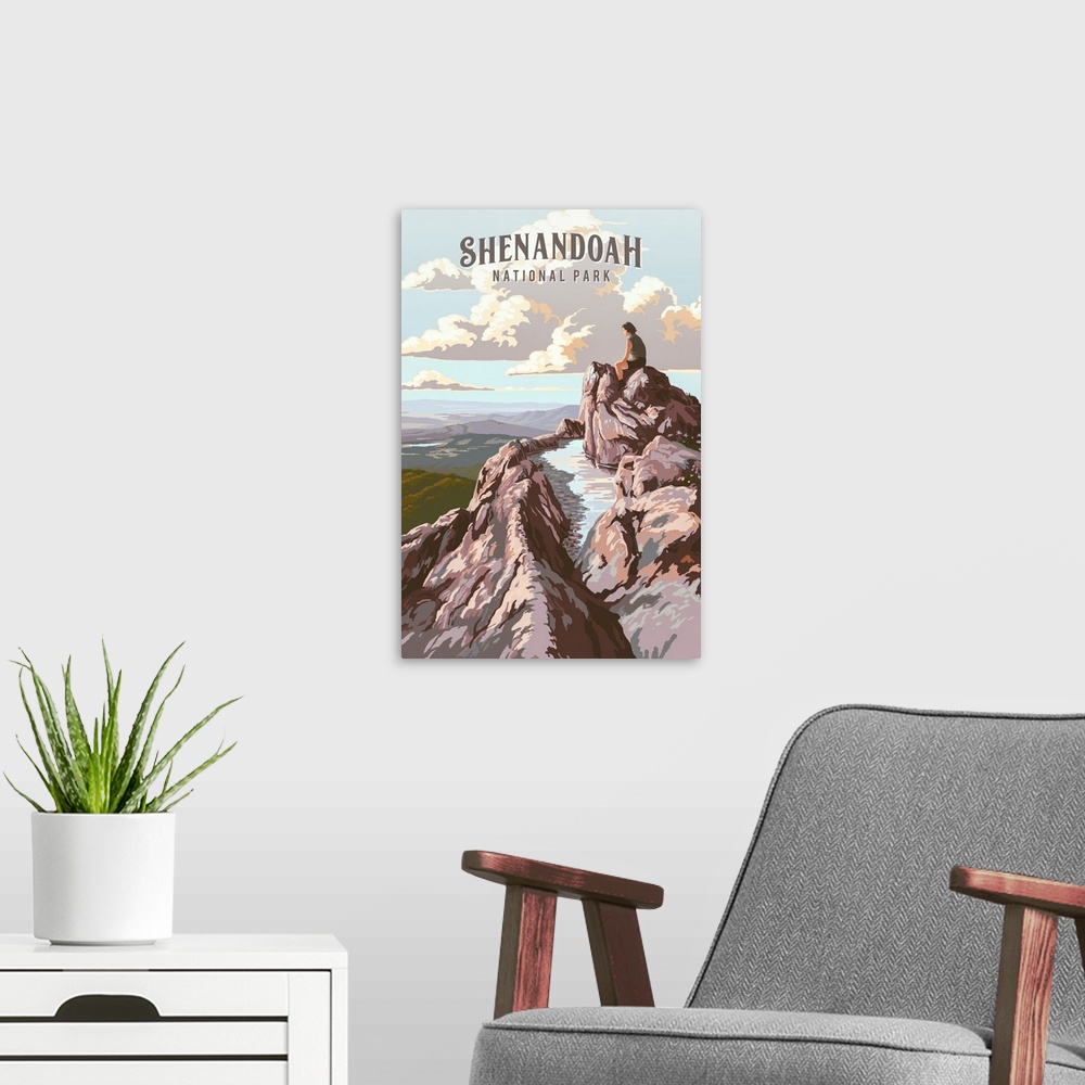 A modern room featuring Shenandoah National Park, Mountaintop: Retro Travel Poster