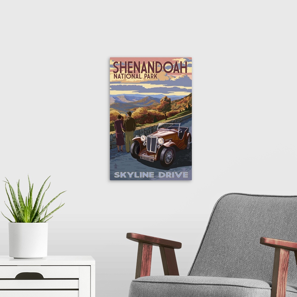 A modern room featuring Shenandoah National Park, Virginia - Skyline Drive: Retro Travel Poster