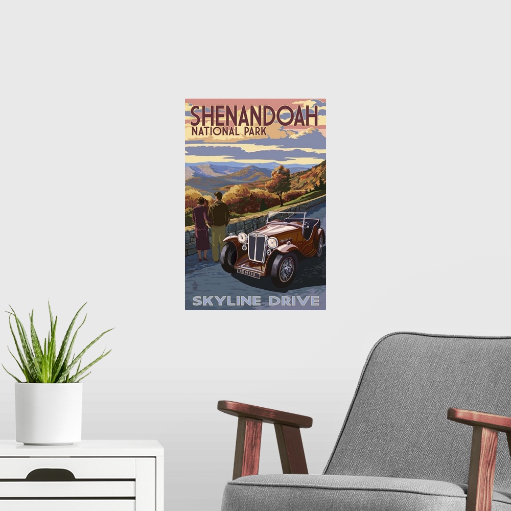A modern room featuring Shenandoah National Park, Virginia - Skyline Drive: Retro Travel Poster