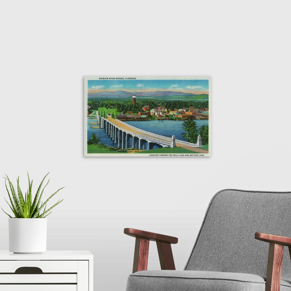 A modern room featuring Siuslaw River Bridge in Florence, Oregon