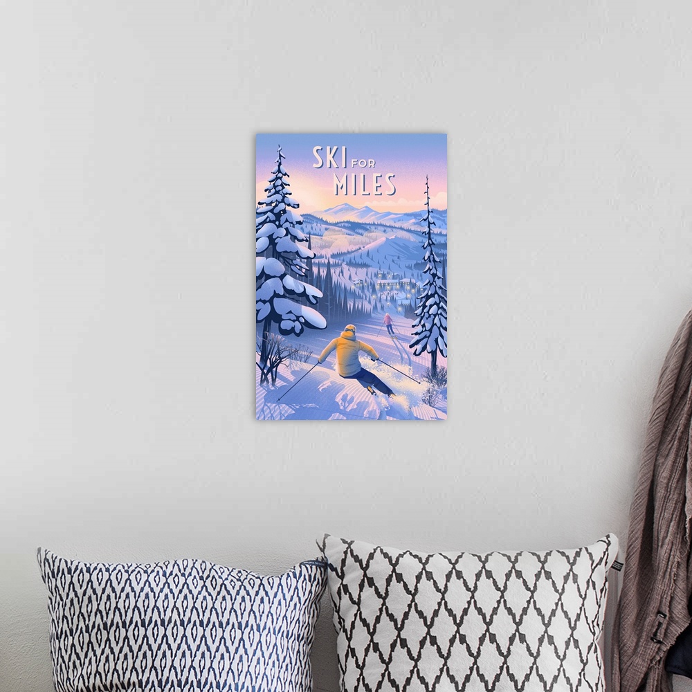 A bohemian room featuring Ski For Miles - Skiing