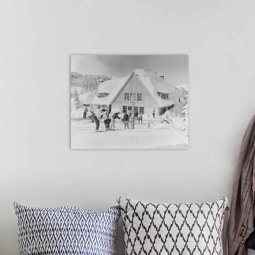 A bohemian room featuring Skiers at the Stevens Pass ski lodge, Seattle, WA