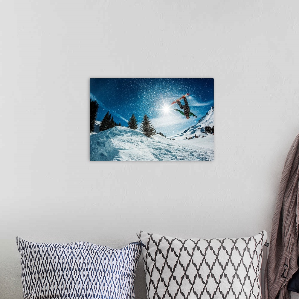 A bohemian room featuring Snowboarder Jumping