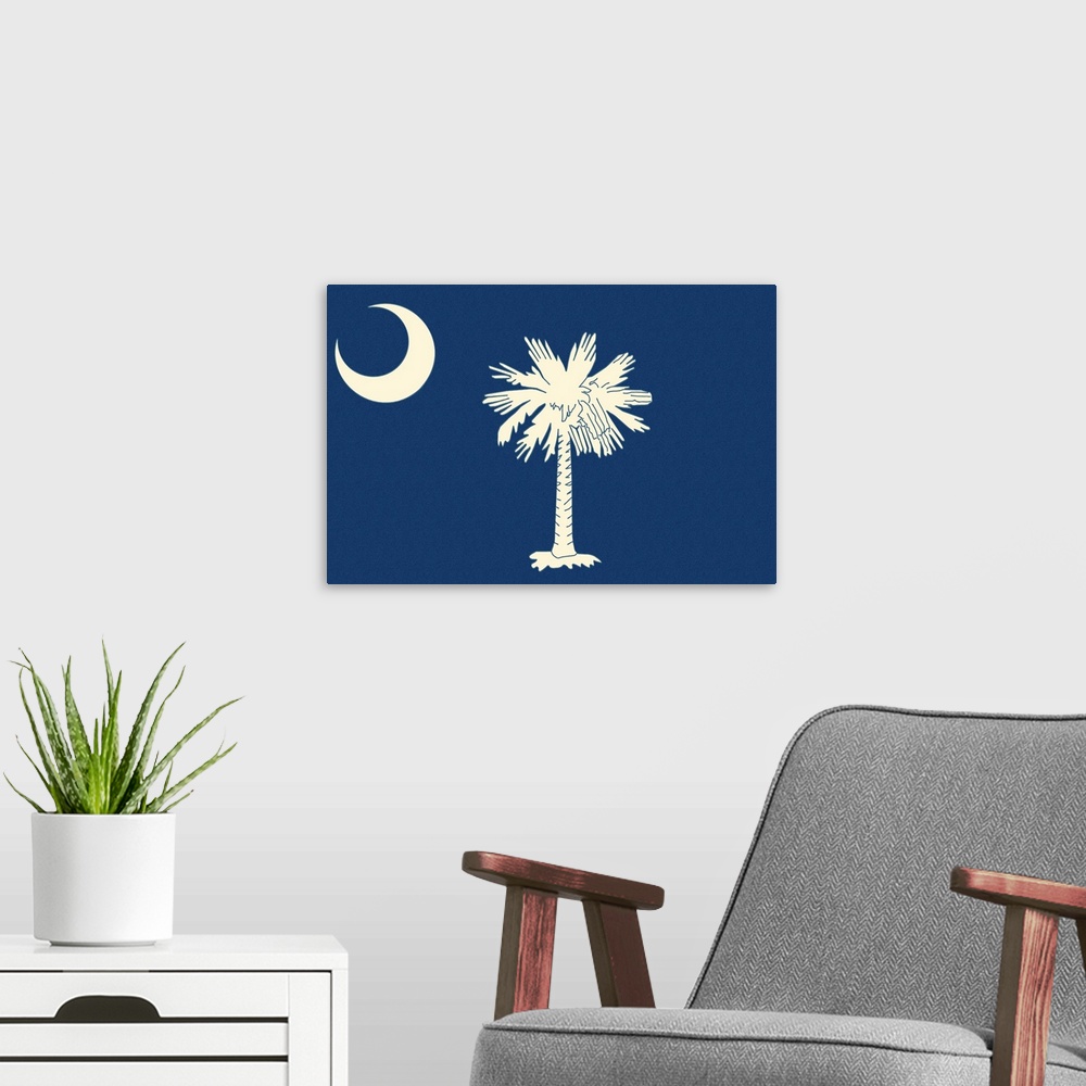 A modern room featuring South Carolina State Flag