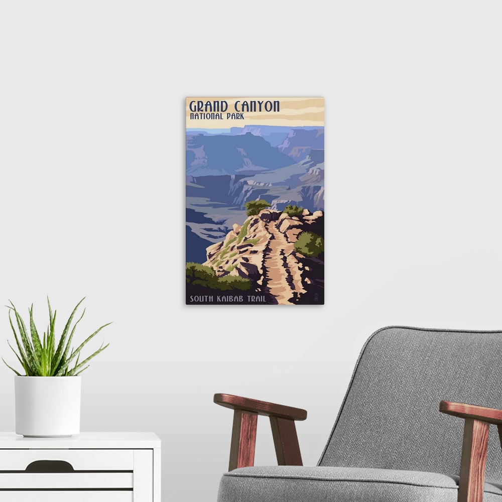 A modern room featuring South Kaibab Trail - Grand Canyon National Park: Retro Travel Poster