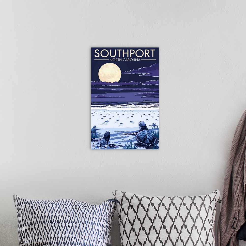 A bohemian room featuring Southport, North Carolina, Sea Turtles Hatching