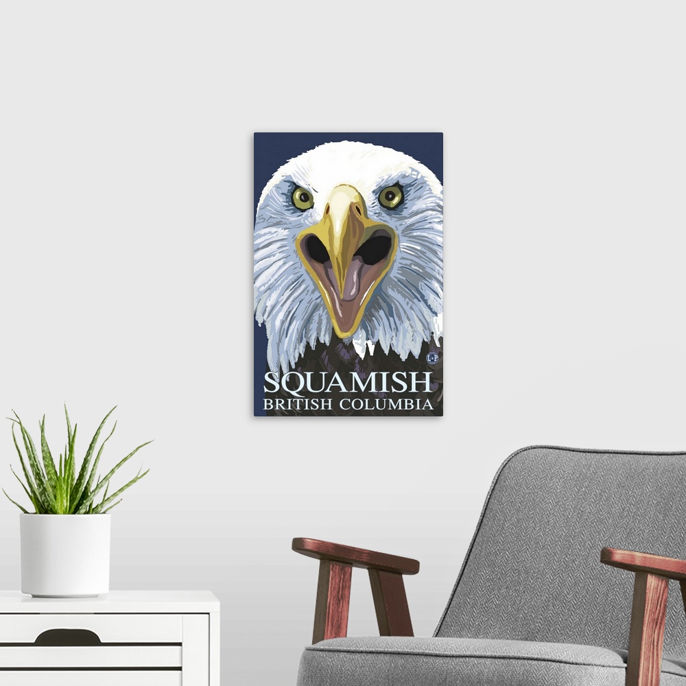 A modern room featuring Squamish, BC - Eagle Screaming: Retro Travel Poster