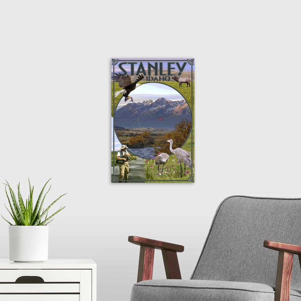 A modern room featuring Stanley, Idaho, Town Scenes