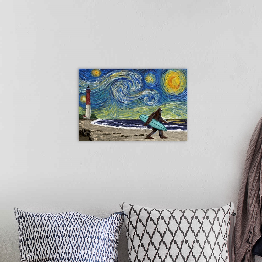 A bohemian room featuring Starry Night - Bigfoot On Beach
