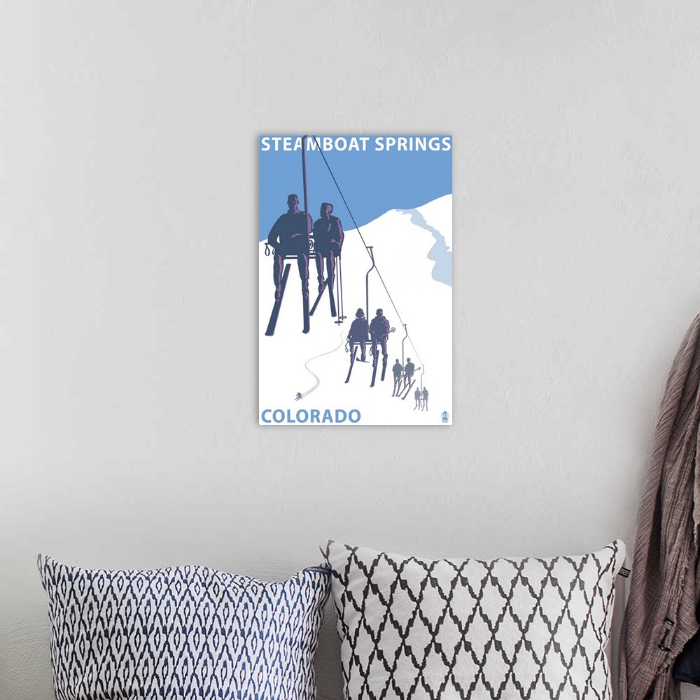 A bohemian room featuring Steamboat Springs, Ski Lift: Retro Travel Poster