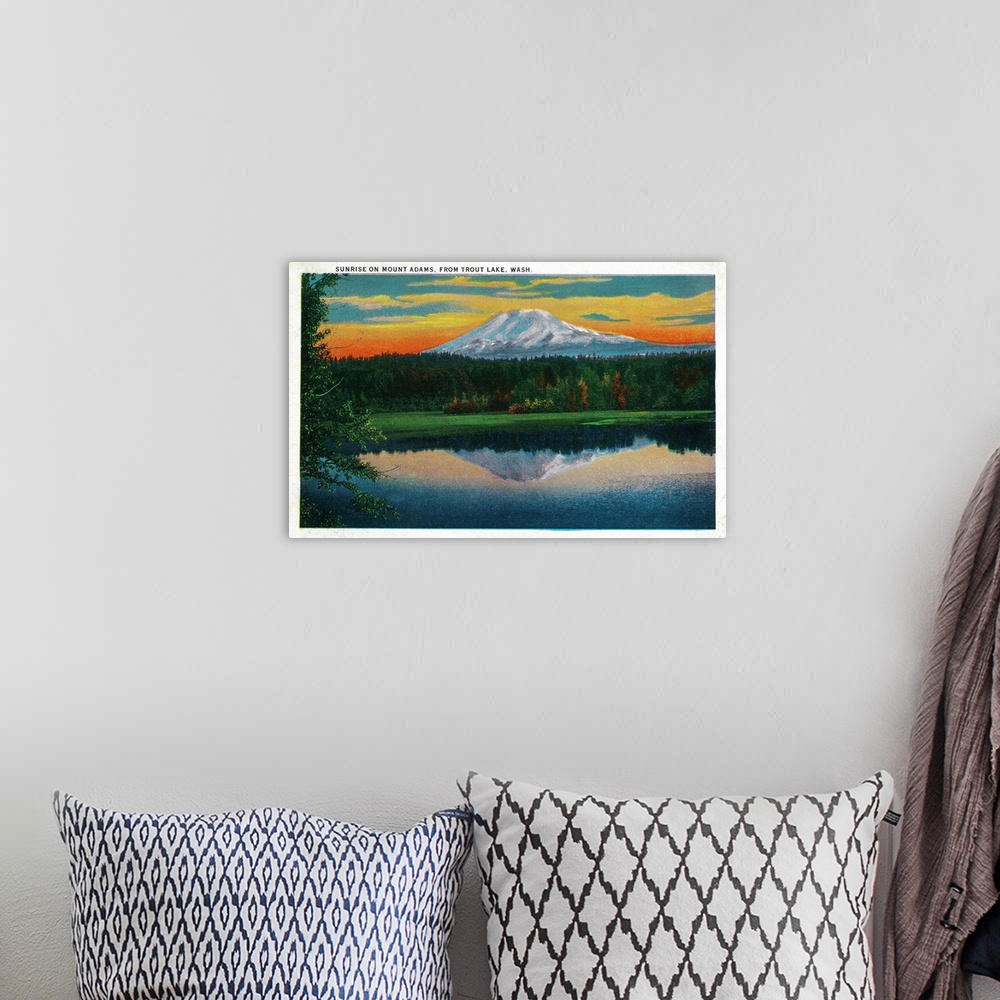 A bohemian room featuring Sunrise on Mount Adams from Trout Lake, Mt. Adams, WA
