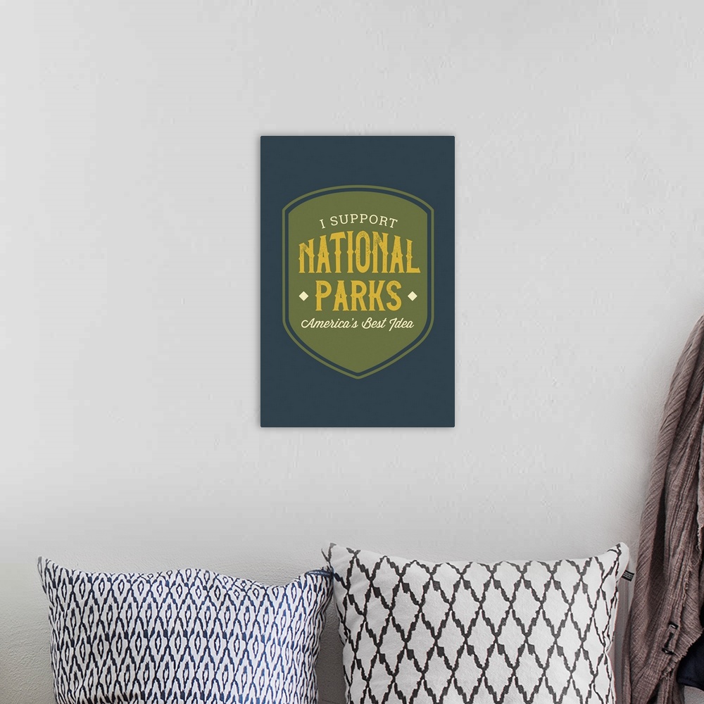 A bohemian room featuring Support National Parks - Badge Navy