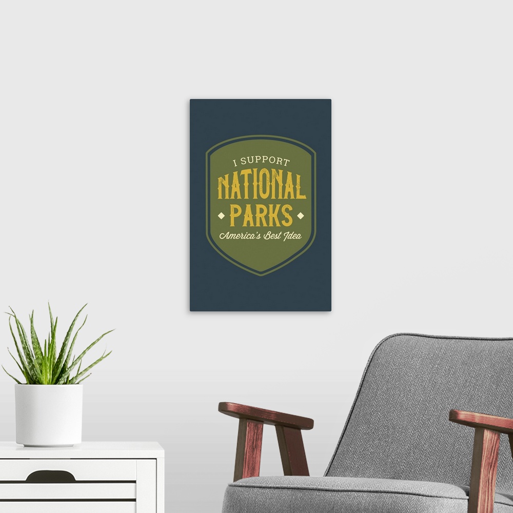 A modern room featuring Support National Parks - Badge Navy