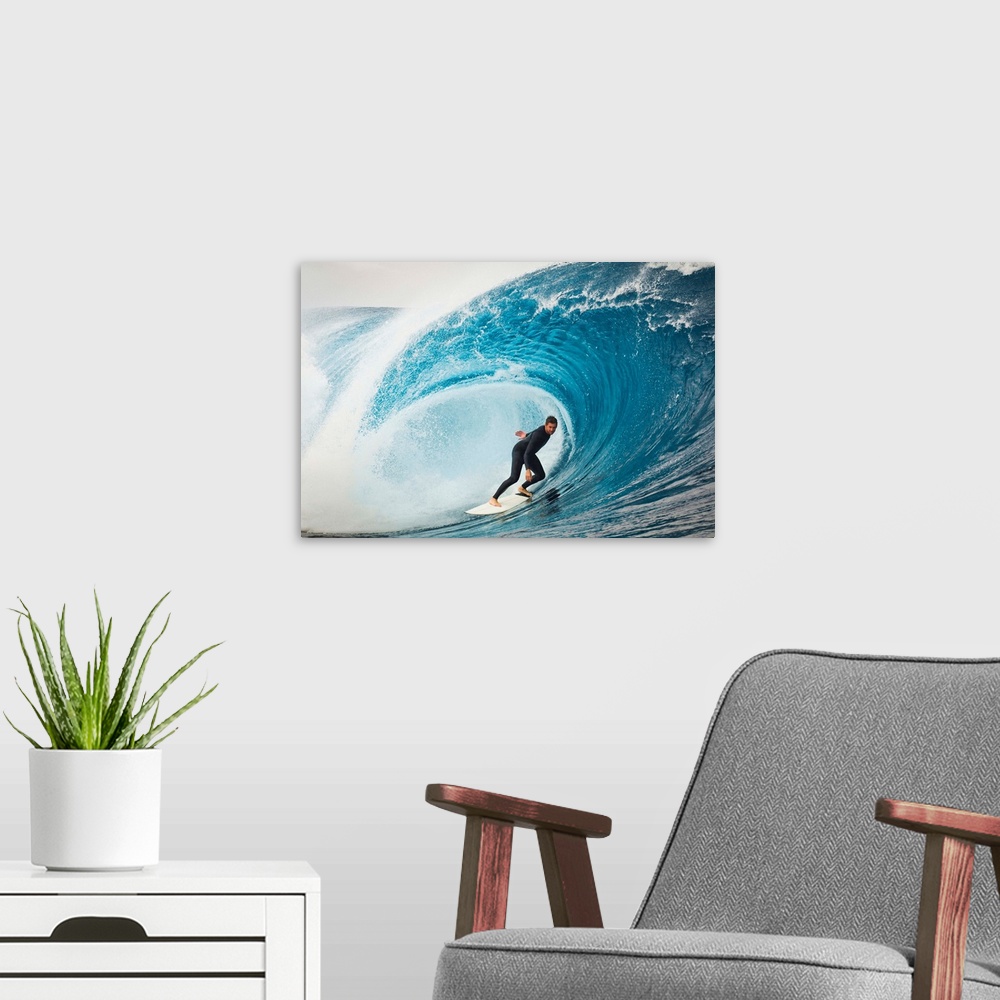 A modern room featuring Surfer in Perfect Wave