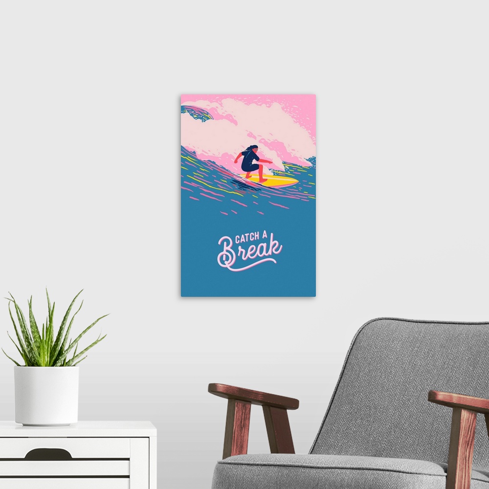 A modern room featuring Surfing, Catch A Break