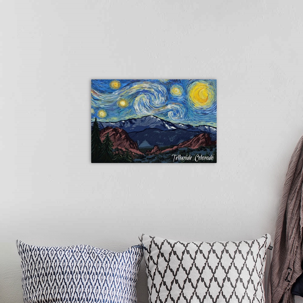 A bohemian room featuring Telluride, Colorado - Pikes Peak - Starry Night