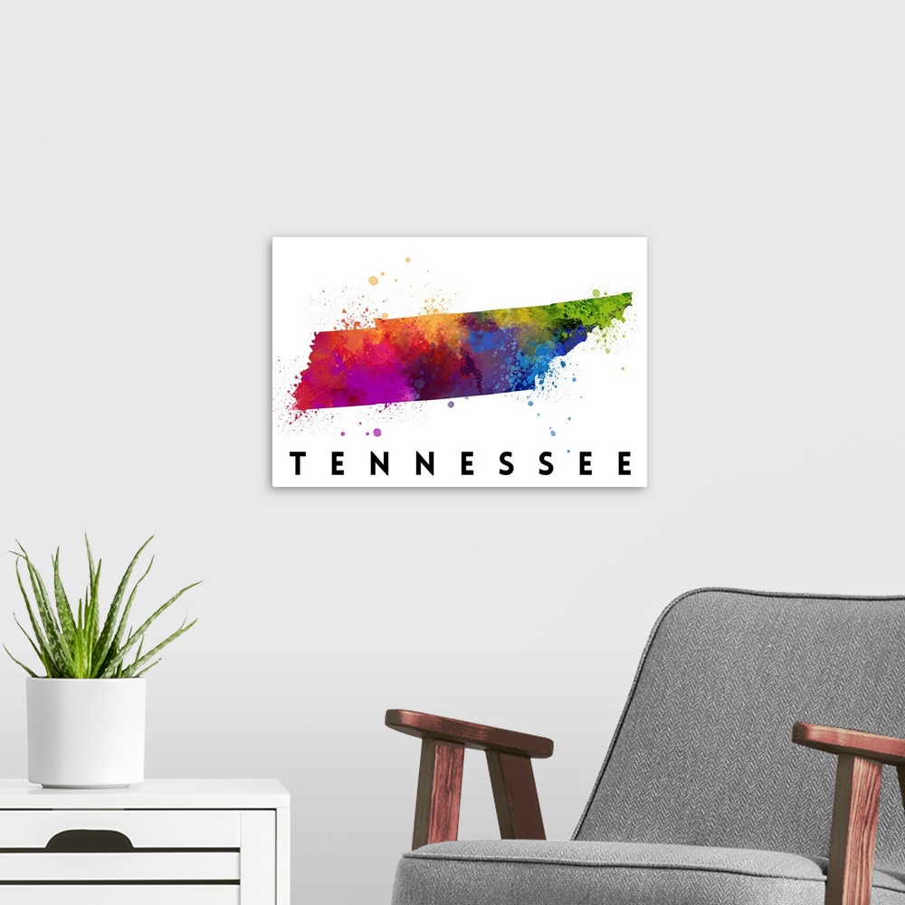 A modern room featuring Tennessee - State Abstract Watercolor