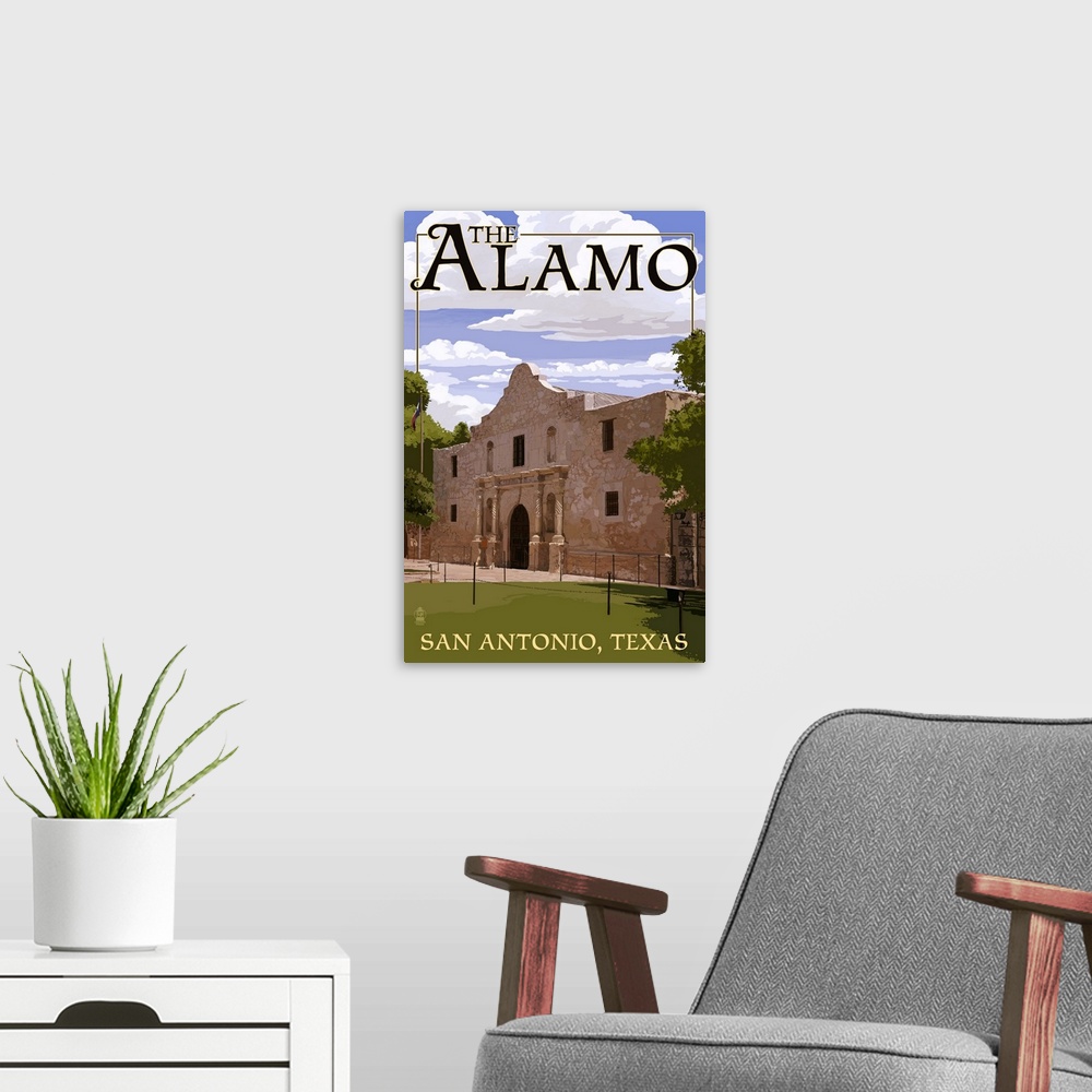 A modern room featuring The Alamo, San Antonio, Texas