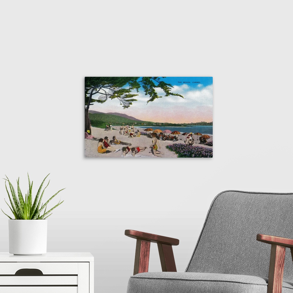 A modern room featuring The Beach Scene at Carmel, California