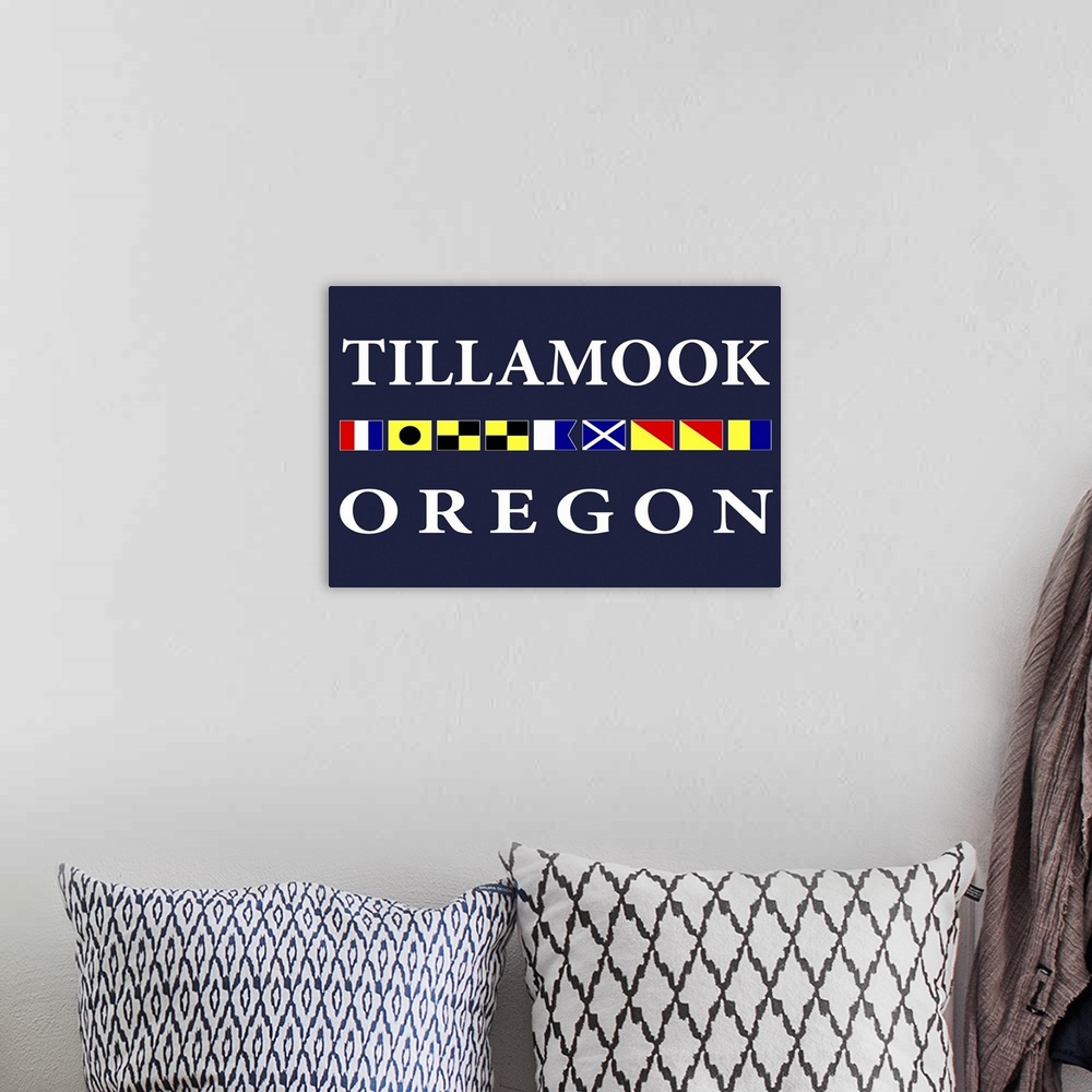 A bohemian room featuring Tillamook, Oregon - Nautical Flags Poster