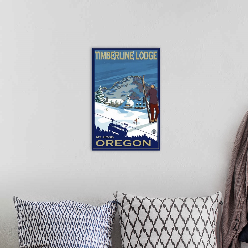 A bohemian room featuring Timberline Lodge: Retro Travel Poster