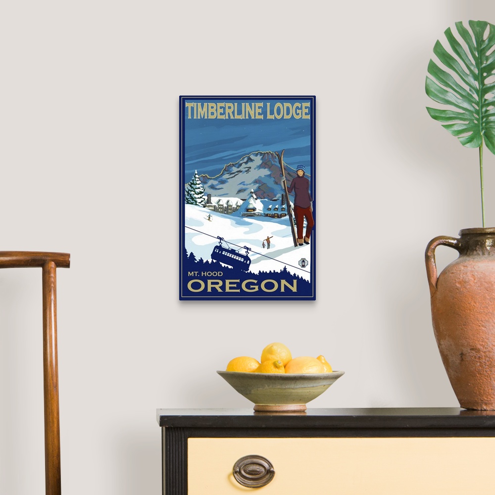 A traditional room featuring Timberline Lodge: Retro Travel Poster