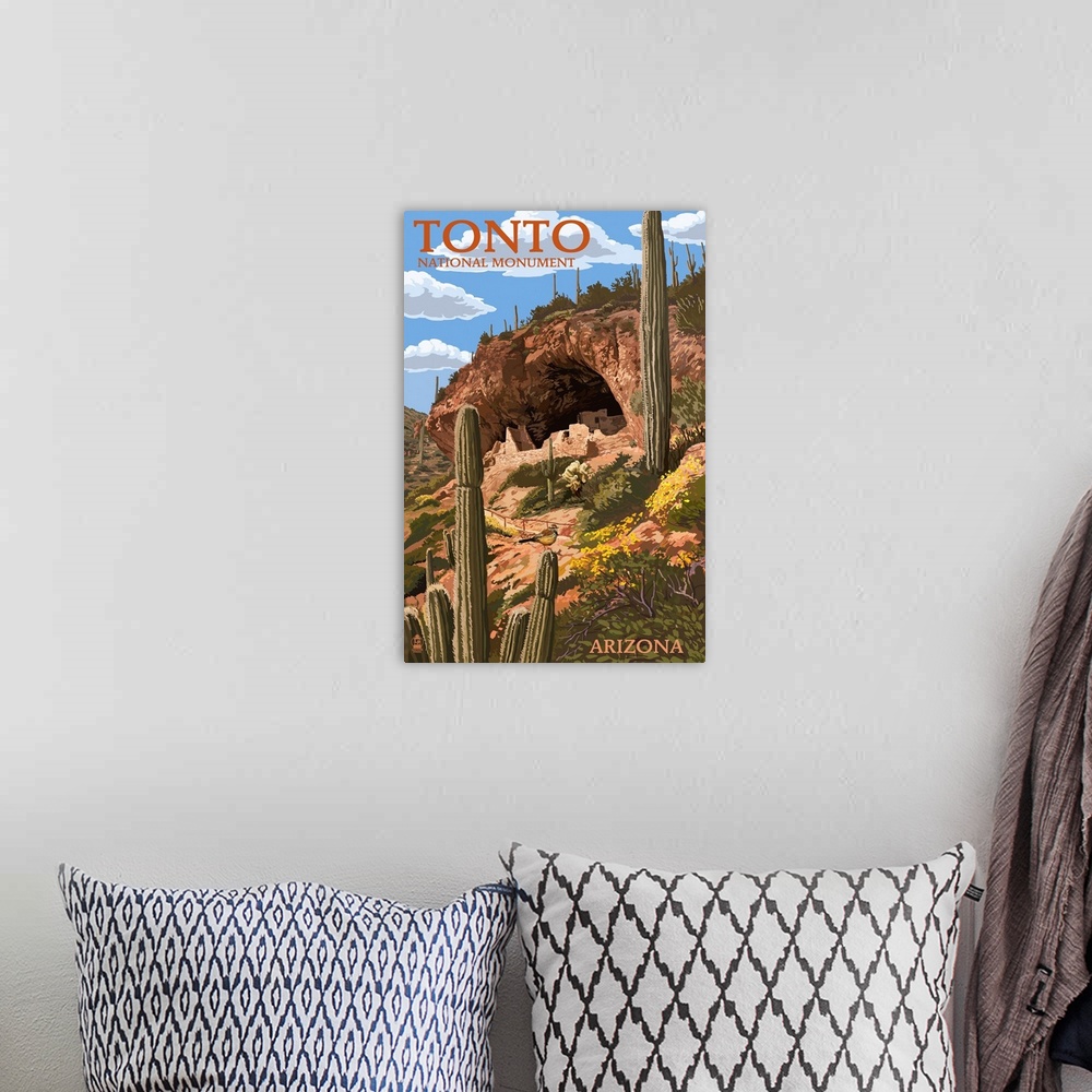 A bohemian room featuring Tonto National Monument, Arizona: Retro Travel Poster