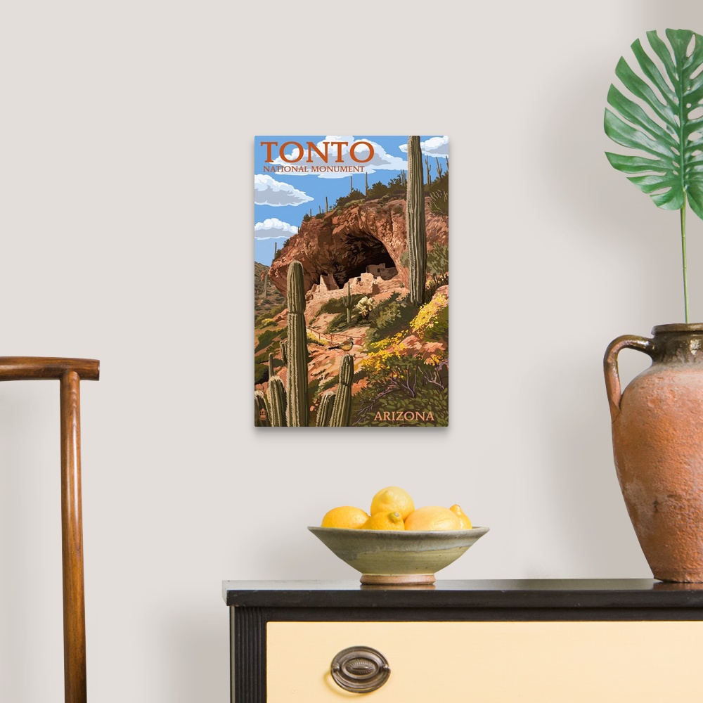 A traditional room featuring Tonto National Monument, Arizona: Retro Travel Poster