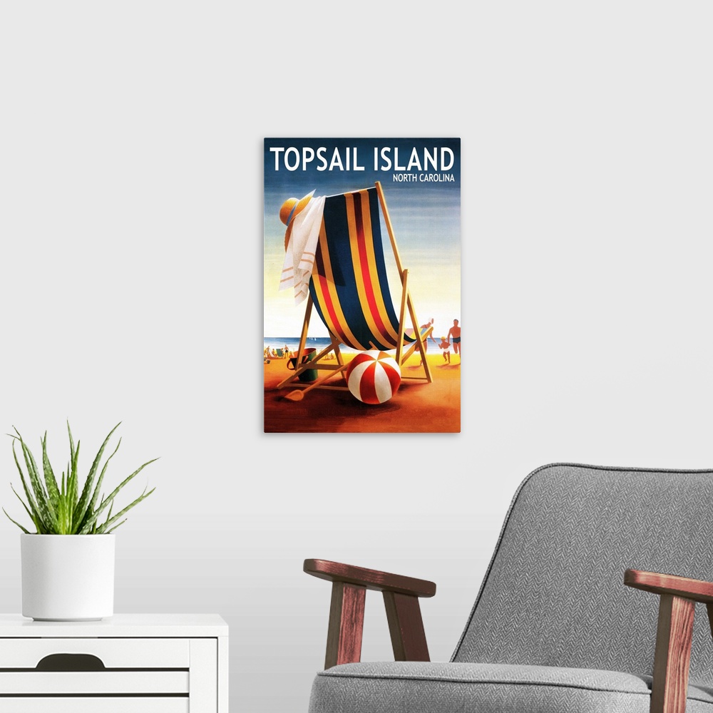 A modern room featuring Topsail Island, North Carolina, Beach Chair and Ball